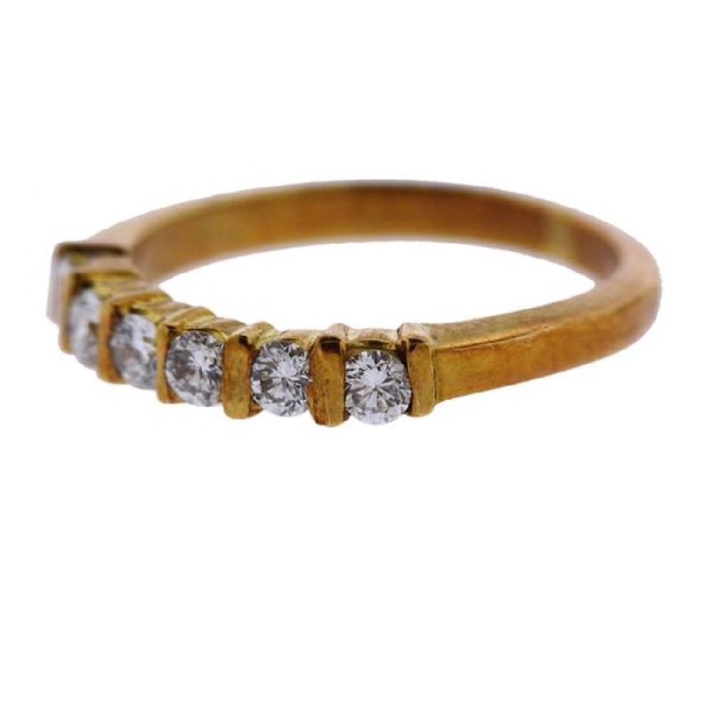 18k Gold Six Stone Diamond Band Ring - Picture 2 of 3